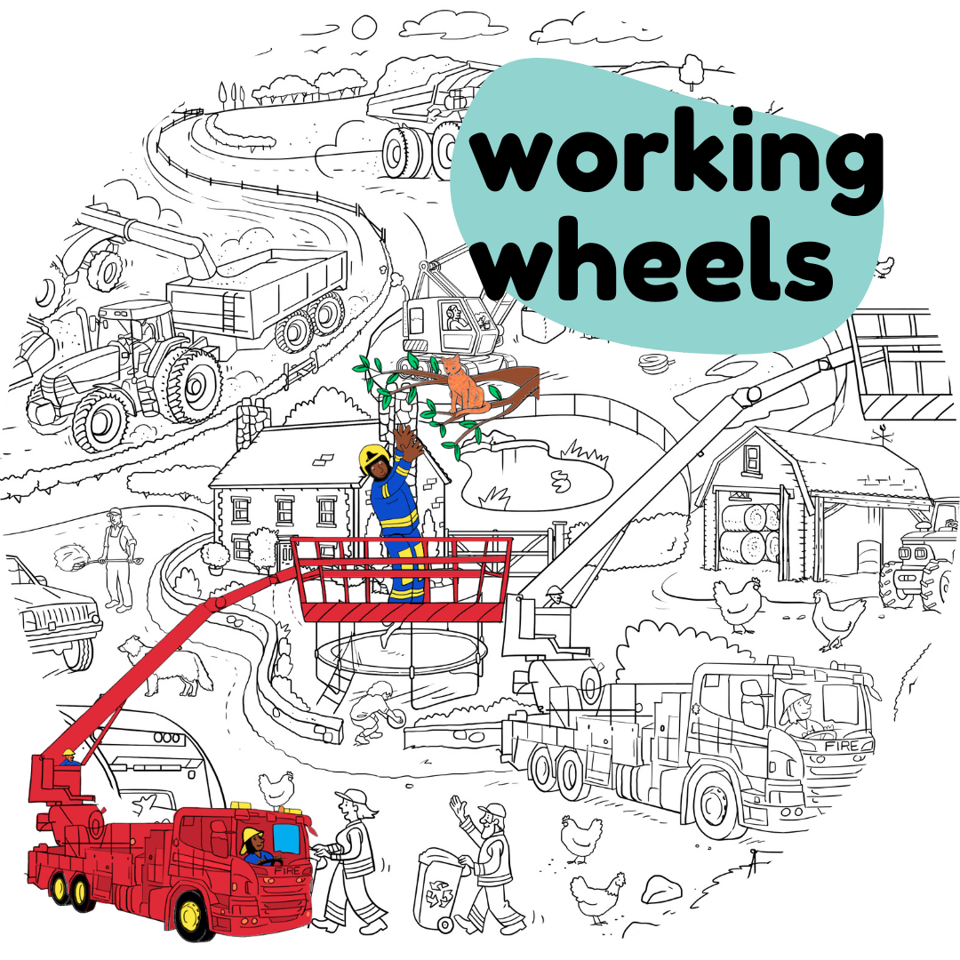 cars, trucks and tractor