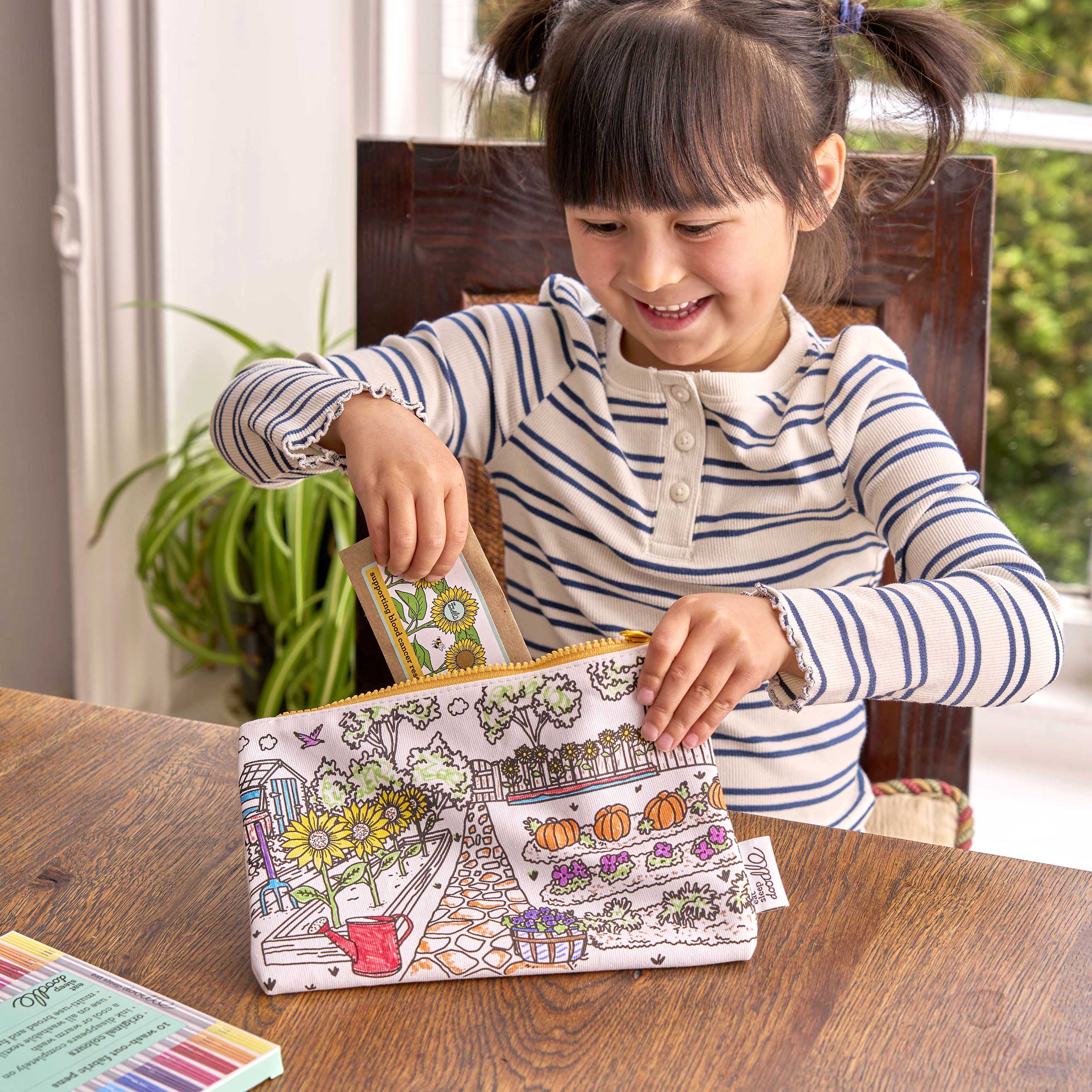 colour in & grow sunflower pencil case