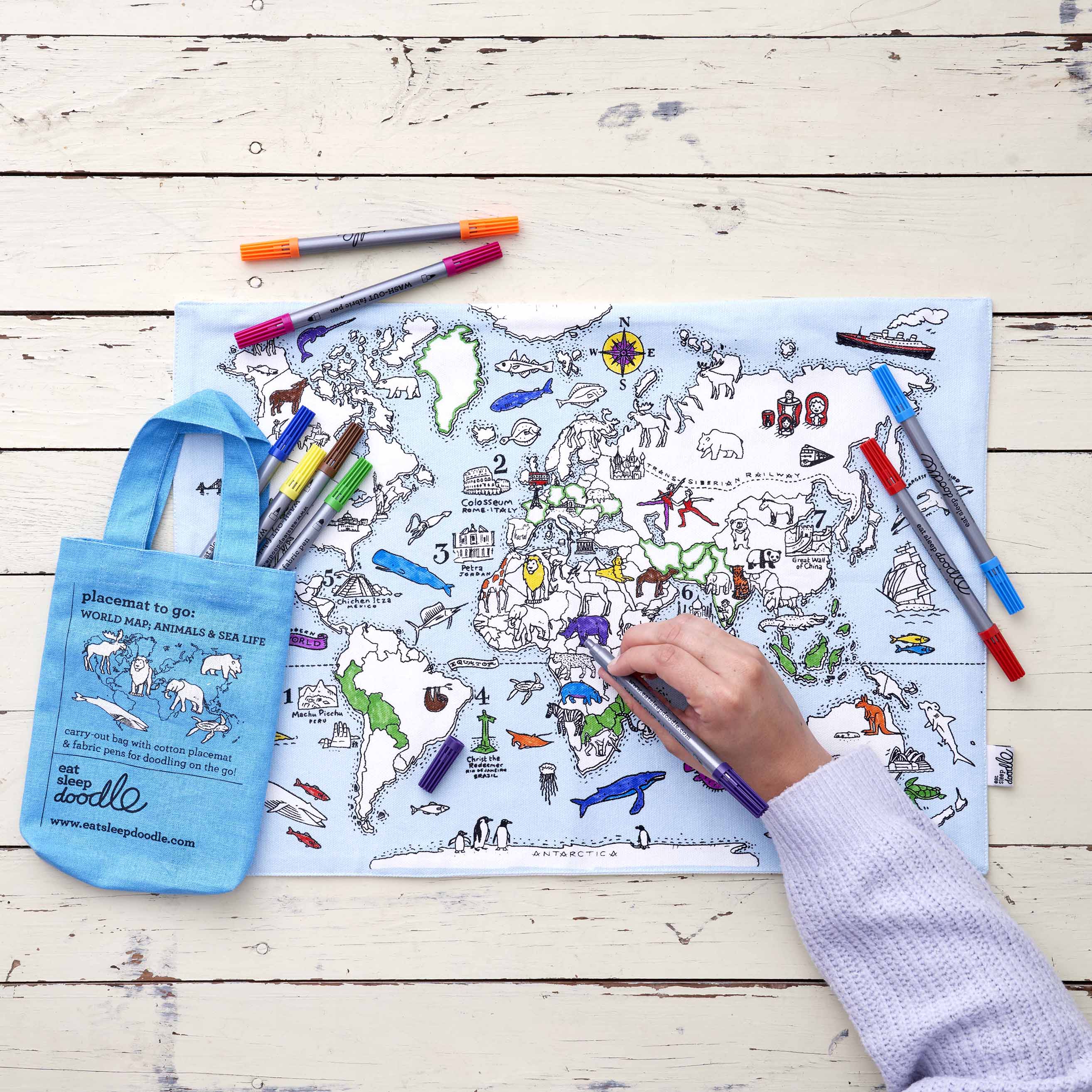 world map placemat to go - party pack of 10