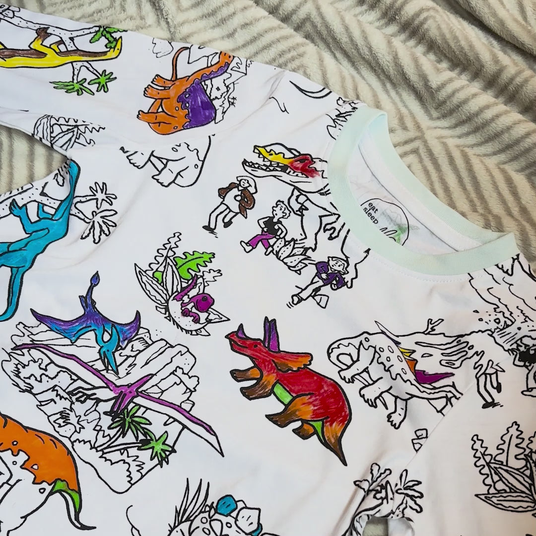 dinosaur colour in pyjamas