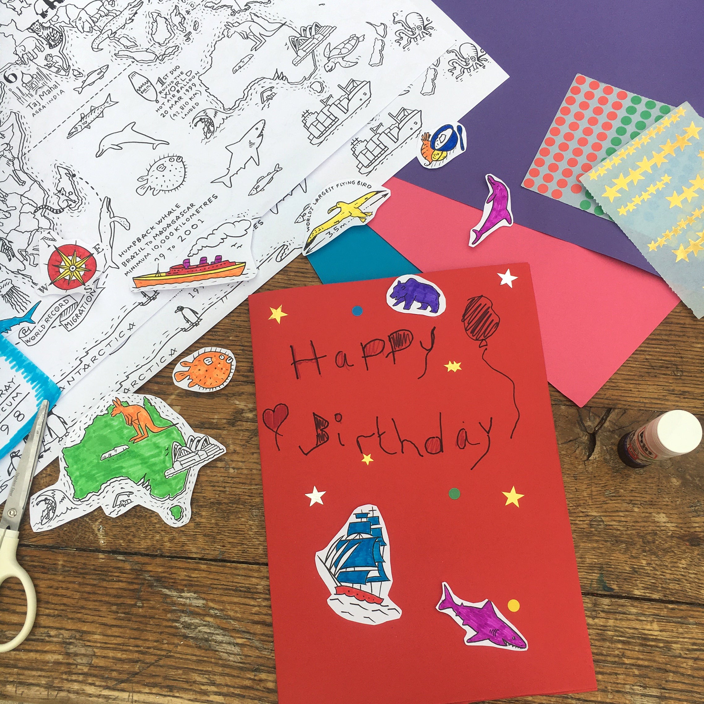 world map cutting and sticking