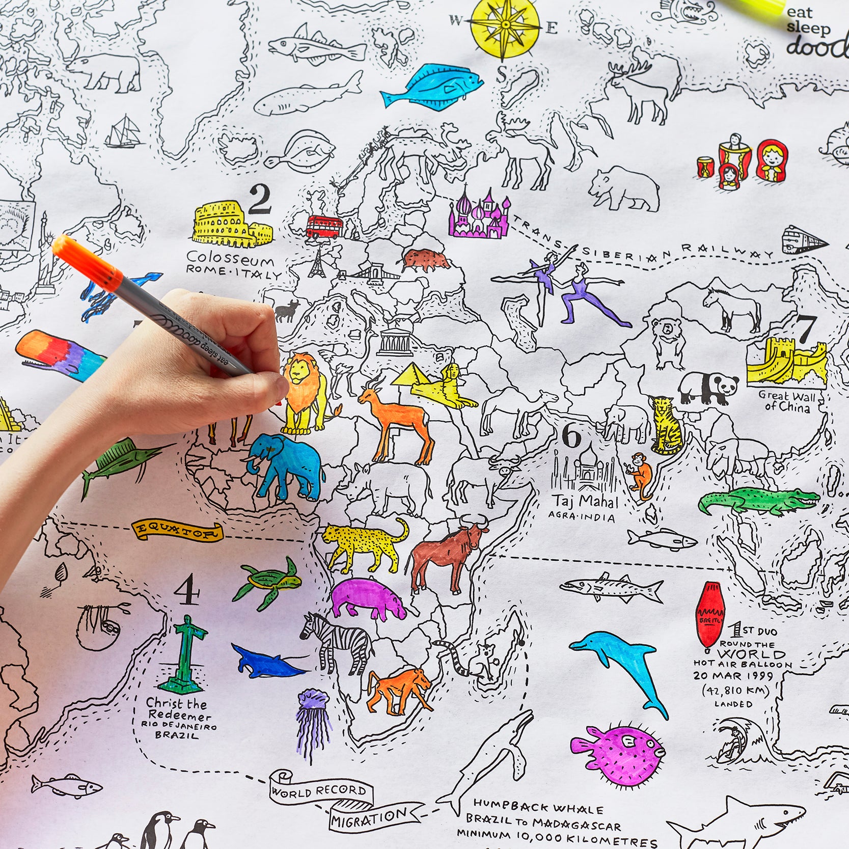 world map print to colour