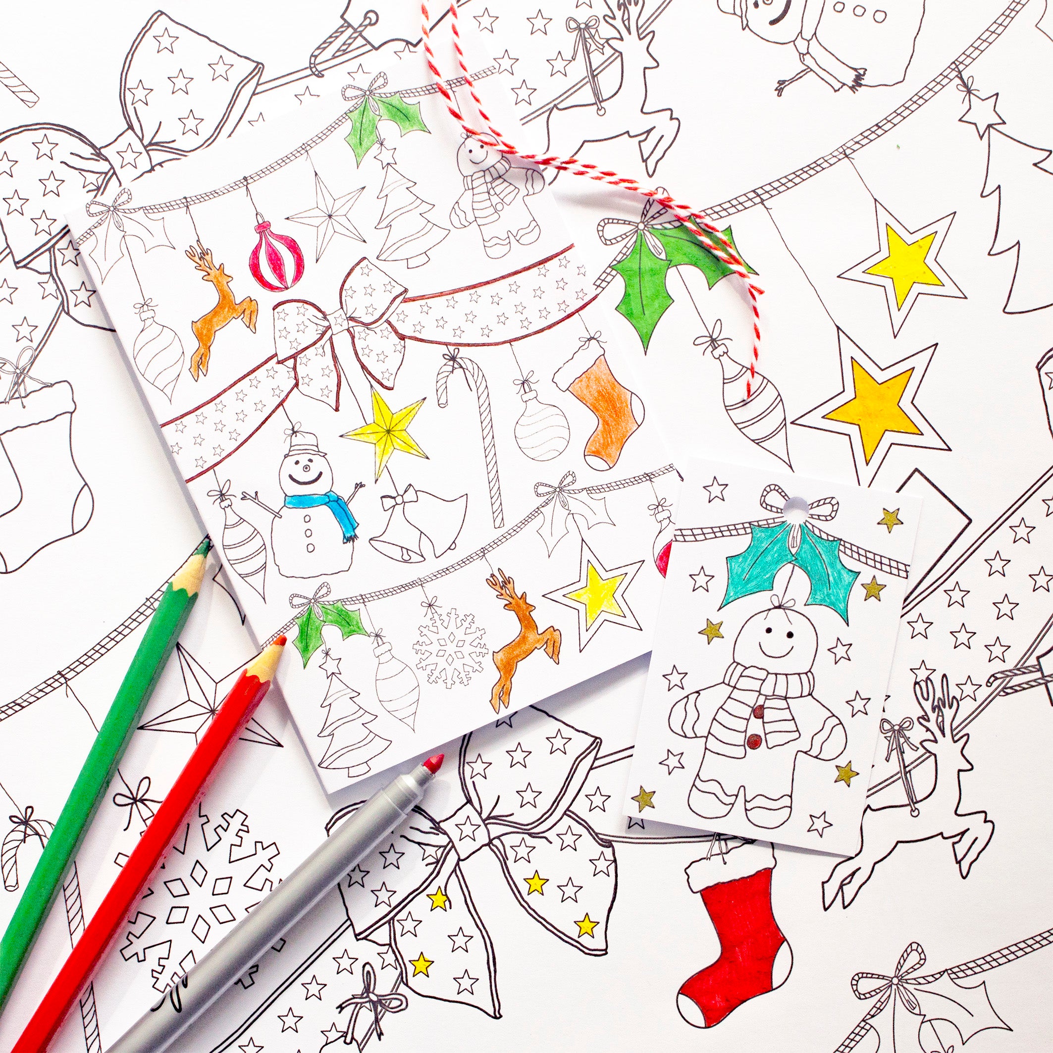 Christmas tags and cards to colour 