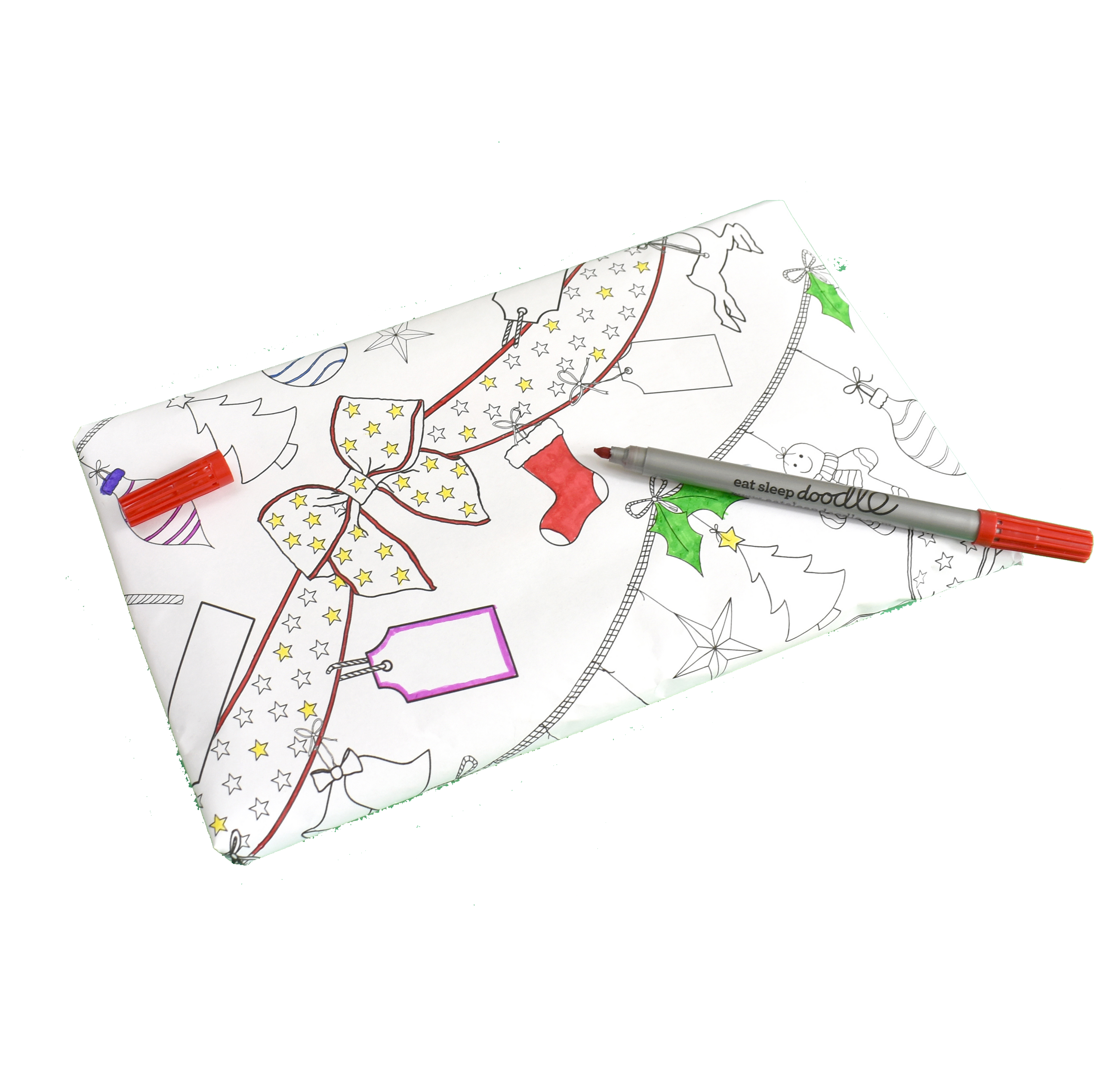 colour in Christmas wrapping paper (3 sheets)